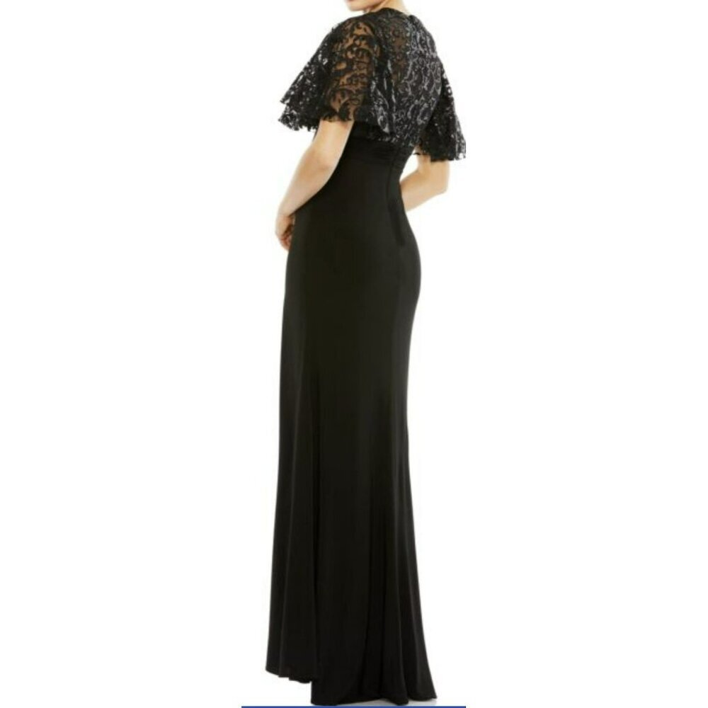 Mac Duggal Sequins Jersey Flutter Sleeve Formal Gown Maxi Dress Sz 10 NWT - Picture 5 of 8